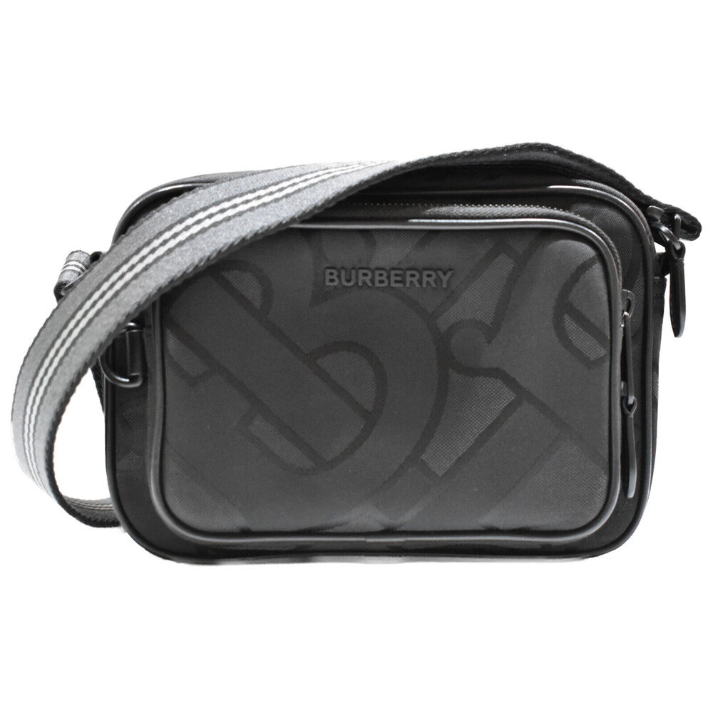 Burberry TB Monogram Paddy Bag canvas leather shoulder black